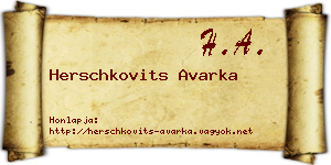 Herschkovits Avarka névjegykártya